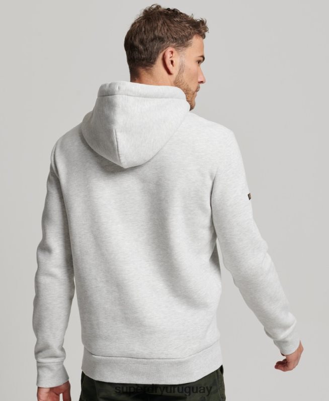 uy Superdry hombres sudadera con capucha y logo vintage gris claro DT2N8Z615 ropa