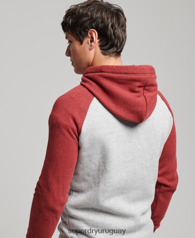uy Superdry hombres sudadera con capucha y logo vintage gris claro DT2N8Z784 ropa