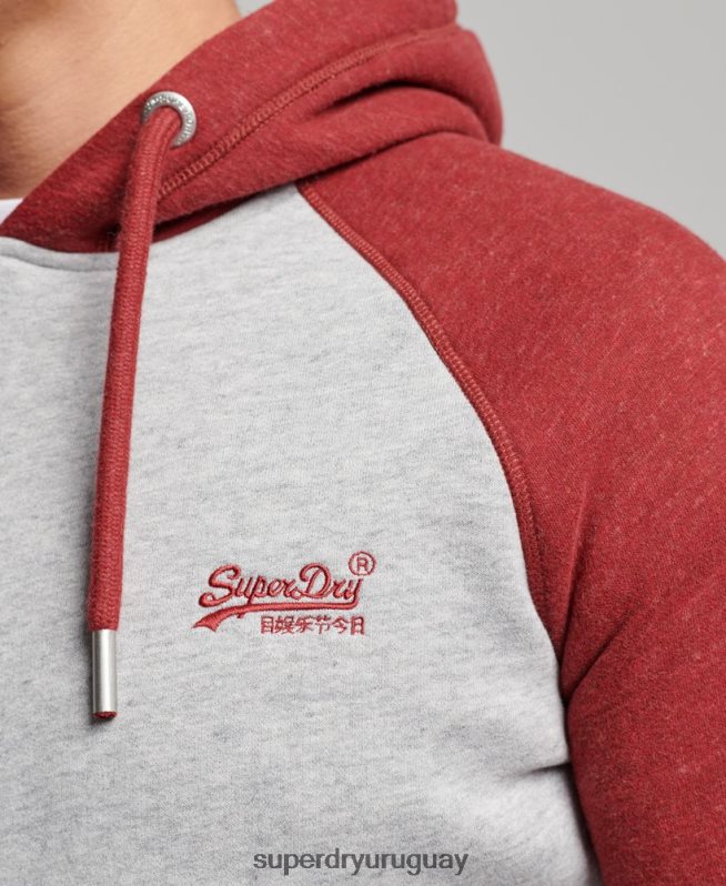 uy Superdry hombres sudadera con capucha y logo vintage gris claro DT2N8Z784 ropa