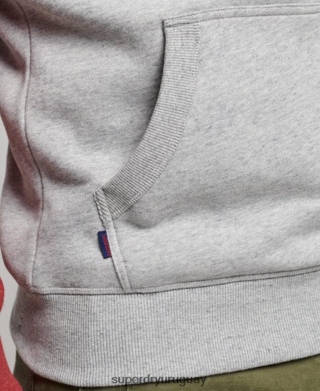 uy Superdry hombres sudadera con capucha y logo vintage gris claro DT2N8Z784 ropa