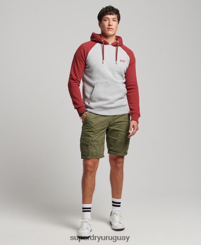 uy Superdry hombres sudadera con capucha y logo vintage gris claro DT2N8Z784 ropa