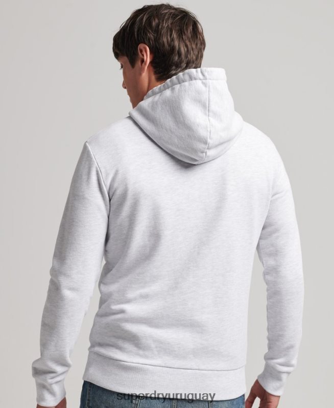 uy Superdry hombres sudadera con capucha y logo vintage gris claro DT2N8Z853 ropa