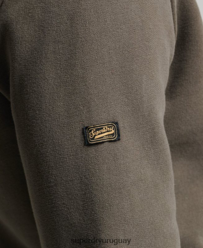 uy Superdry hombres sudadera con capucha y logo vintage gris oscuro DT2N8Z535 ropa