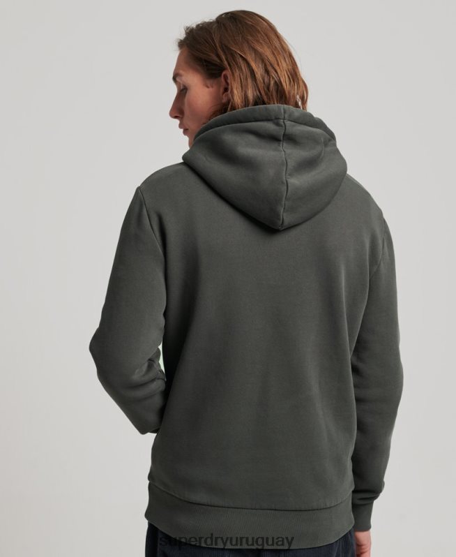uy Superdry hombres sudadera con capucha y logo vintage gris oscuro DT2N8Z660 ropa