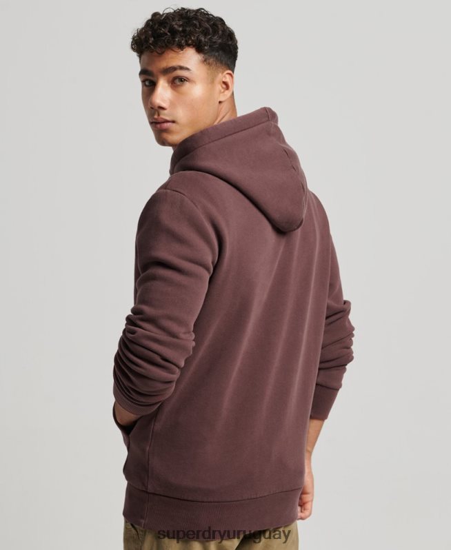 uy Superdry hombres sudadera con capucha y logo vintage marrón DT2N8Z588 ropa