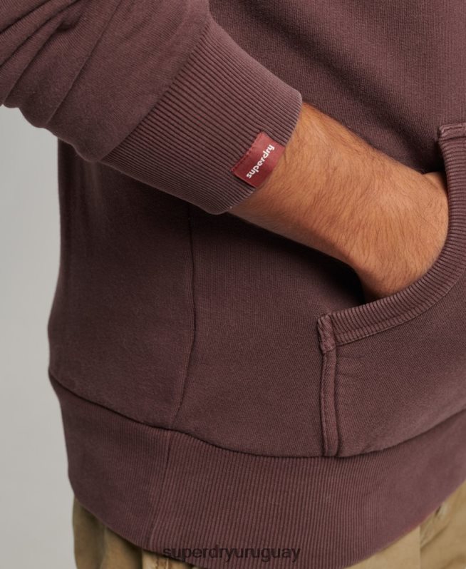 uy Superdry hombres sudadera con capucha y logo vintage marrón DT2N8Z588 ropa