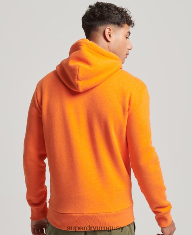 uy Superdry hombres sudadera con capucha y logo vintage naranja DT2N8Z464 ropa