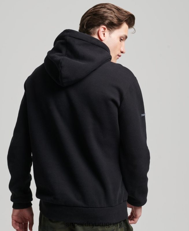 uy Superdry hombres sudadera con capucha y logo vintage negro DT2N8Z5093 ropa