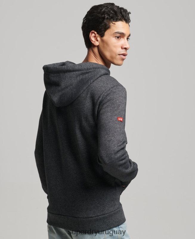 uy Superdry hombres sudadera con capucha y logo vintage negro DT2N8Z728 ropa
