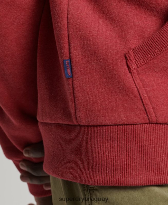 uy Superdry hombres sudadera con capucha y logo vintage rojo DT2N8Z5156 ropa