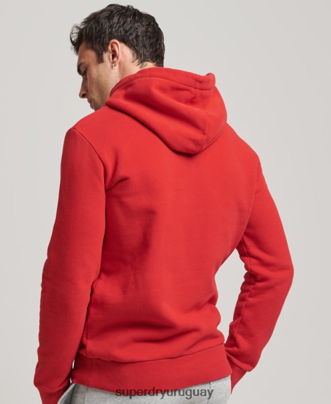uy Superdry hombres sudadera con capucha y logo vintage rojo DT2N8Z5162 ropa