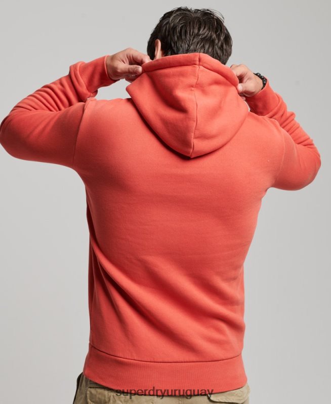 uy Superdry hombres sudadera con capucha y logo vintage rojo DT2N8Z569 ropa