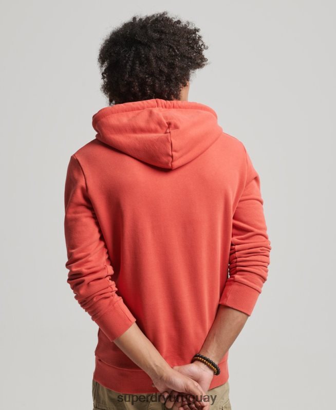uy Superdry hombres sudadera con capucha y logo vintage rojo DT2N8Z795 ropa
