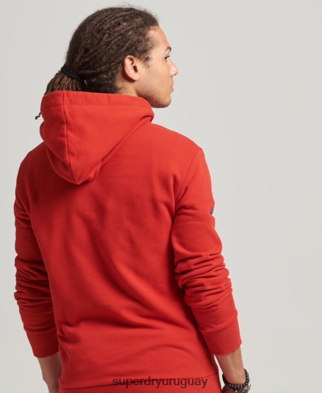 uy Superdry hombres sudadera con capucha y logo vintage rojo DT2N8Z854 ropa
