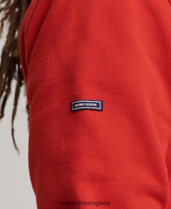 uy Superdry hombres sudadera con capucha y logo vintage rojo DT2N8Z854 ropa
