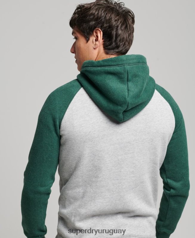 uy Superdry hombres sudadera con capucha y logo vintage verde DT2N8Z576 ropa