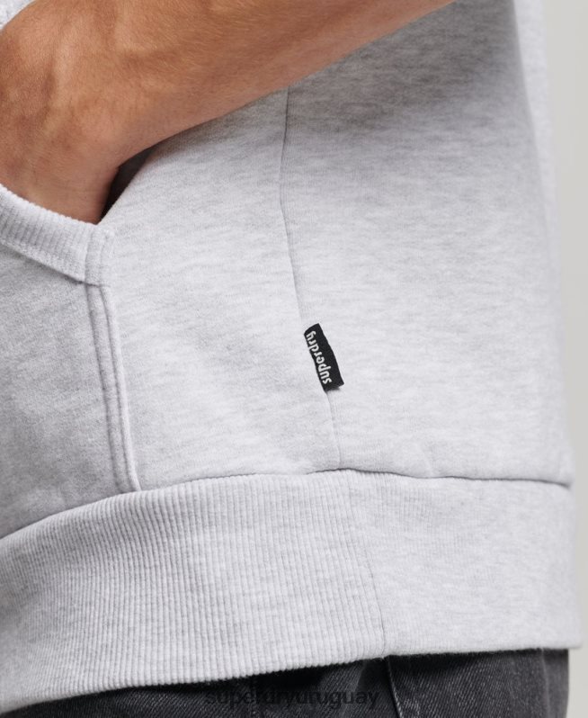 uy Superdry hombres sudadera con capucha y pegatina de viaje gris claro DT2N8Z720 ropa