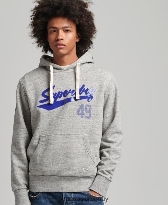 uy Superdry hombres sudadera con capucha y texto vintage atlético de la ciudad gris DT2N8Z5178 ropa