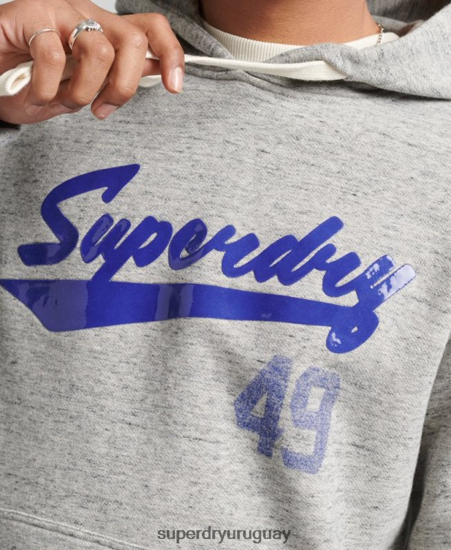 uy Superdry hombres sudadera con capucha y texto vintage atlético de la ciudad gris DT2N8Z5178 ropa