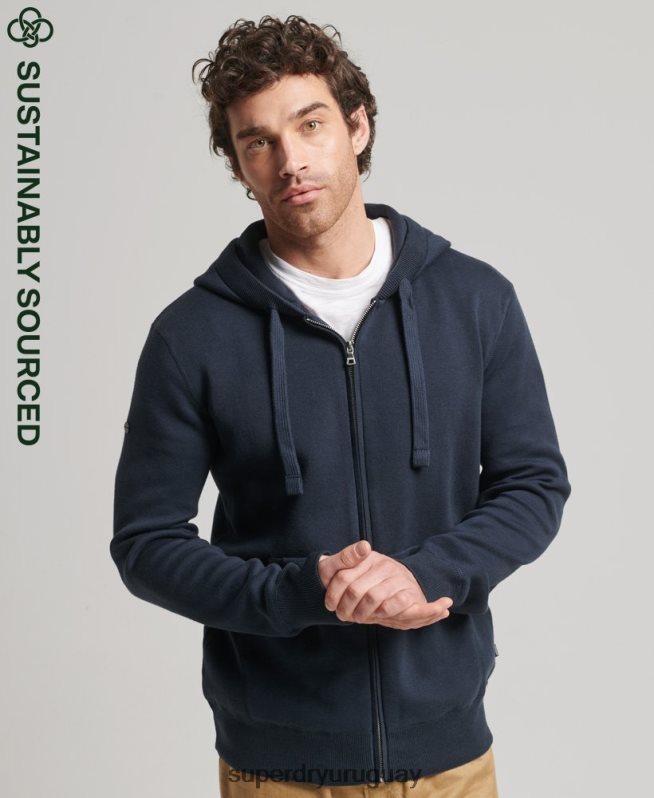 uy Superdry hombres sudadera con cremallera Essential de algodón orgánico Armada DT2N8Z5266 ropa