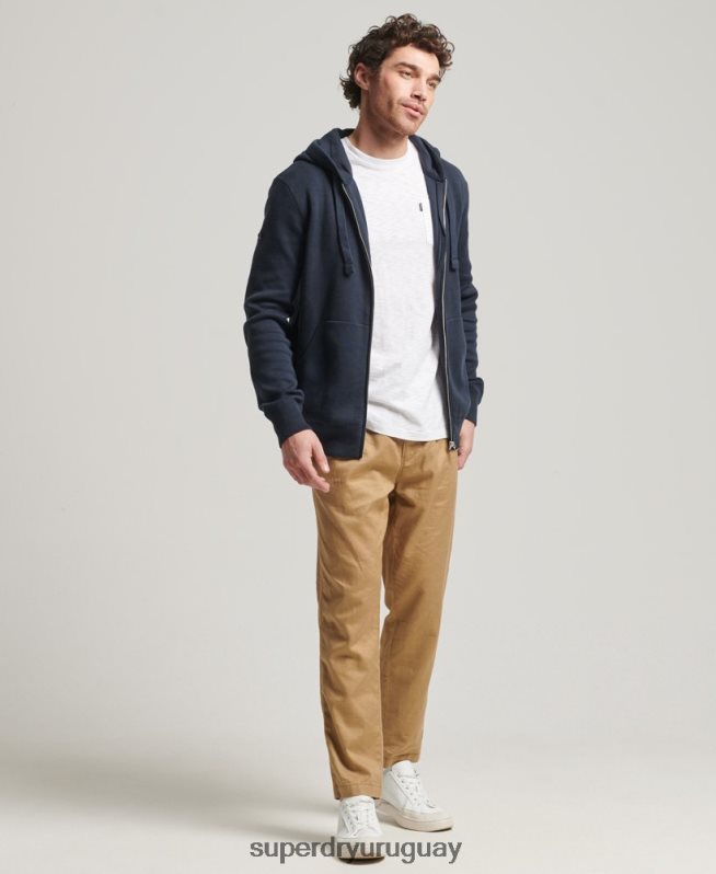 uy Superdry hombres sudadera con cremallera Essential de algodón orgánico Armada DT2N8Z5266 ropa