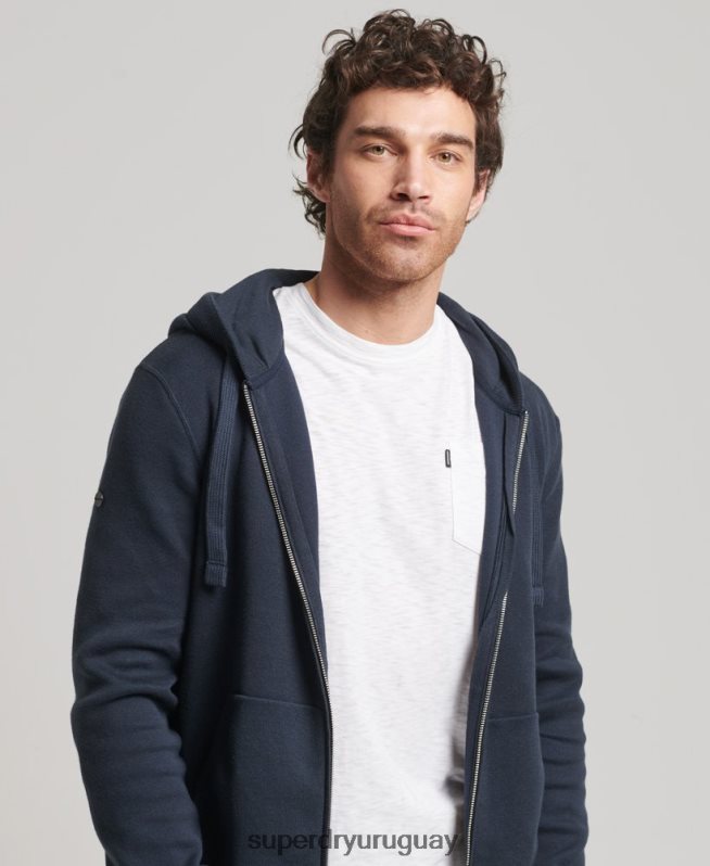 uy Superdry hombres sudadera con cremallera Essential de algodón orgánico Armada DT2N8Z5266 ropa