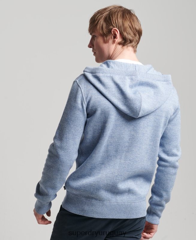 uy Superdry hombres sudadera con cremallera Essential de algodón orgánico azul oscuro DT2N8Z5260 ropa