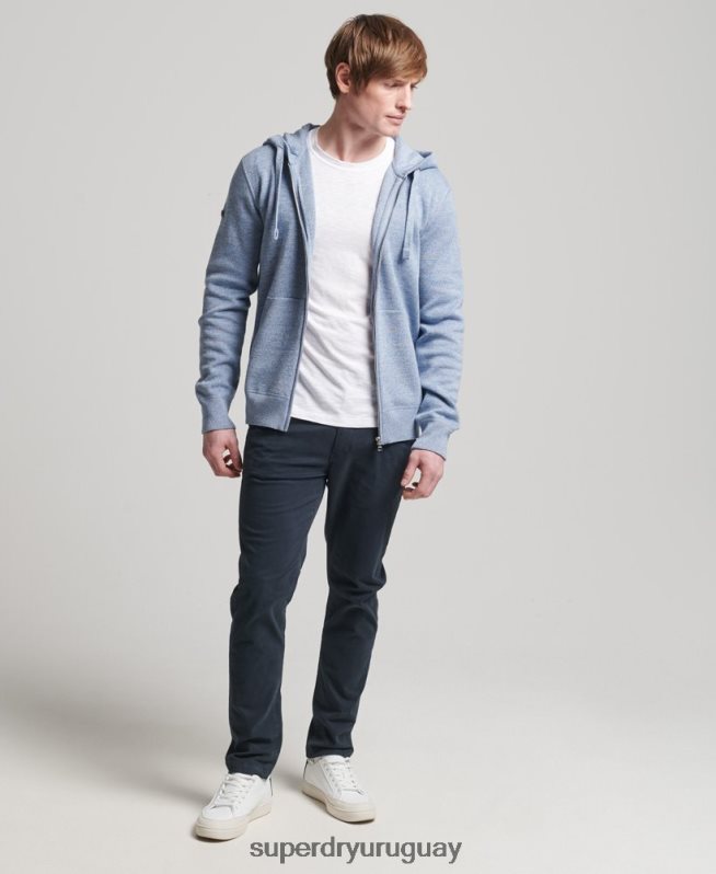uy Superdry hombres sudadera con cremallera Essential de algodón orgánico azul oscuro DT2N8Z5260 ropa