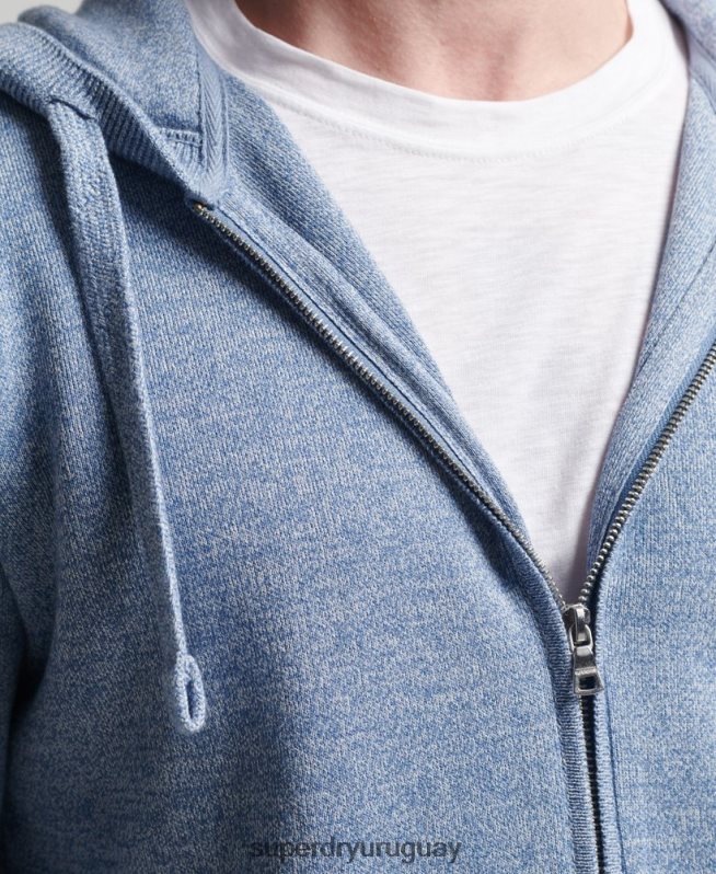 uy Superdry hombres sudadera con cremallera Essential de algodón orgánico azul oscuro DT2N8Z5260 ropa