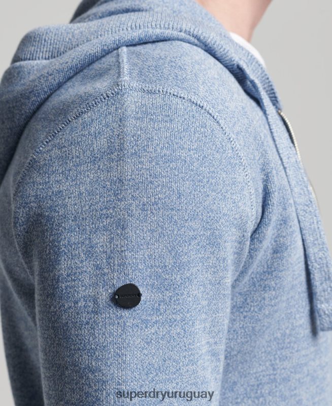 uy Superdry hombres sudadera con cremallera Essential de algodón orgánico azul oscuro DT2N8Z5260 ropa
