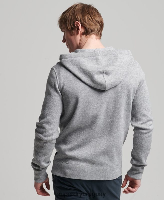 uy Superdry hombres sudadera con cremallera Essential de algodón orgánico gris DT2N8Z5257 ropa
