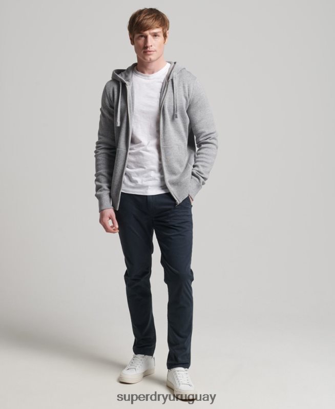 uy Superdry hombres sudadera con cremallera Essential de algodón orgánico gris DT2N8Z5257 ropa