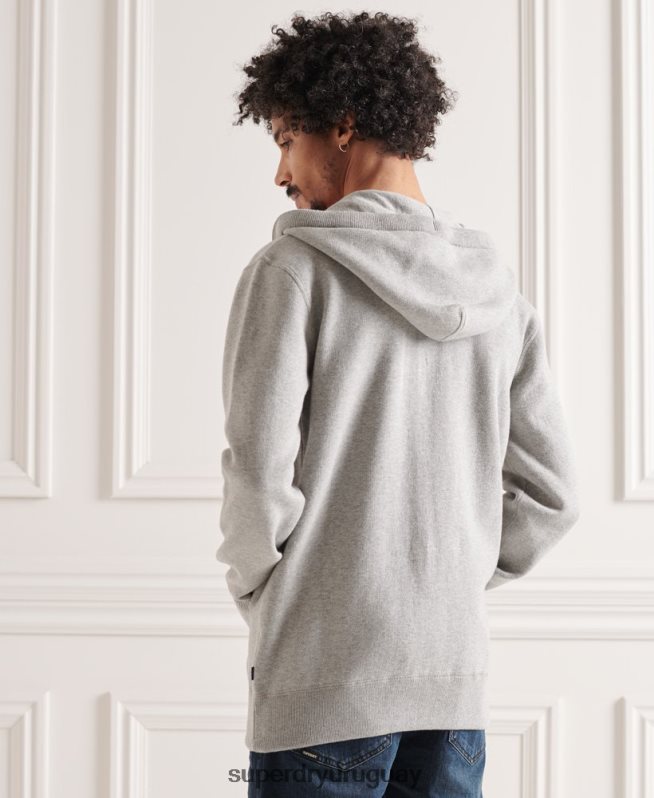 uy Superdry hombres sudadera con cremallera Essential de algodón orgánico gris claro DT2N8Z5299 ropa