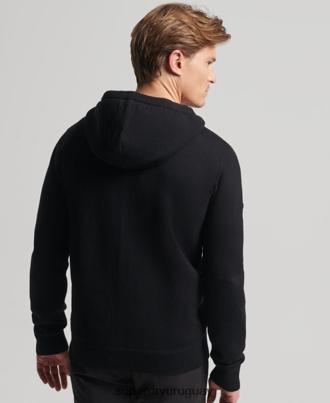 uy Superdry hombres sudadera con cremallera Essential de algodón orgánico negro DT2N8Z5262 ropa