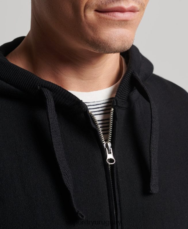 uy Superdry hombres sudadera con cremallera Essential de algodón orgánico negro DT2N8Z5262 ropa