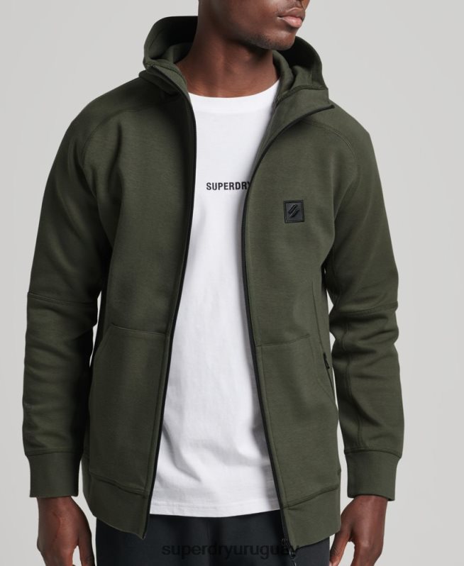 uy Superdry hombres sudadera con cremallera code tech caqui DT2N8Z5140 ropa