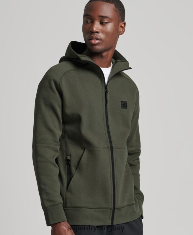 uy Superdry hombres sudadera con cremallera code tech caqui DT2N8Z5140 ropa