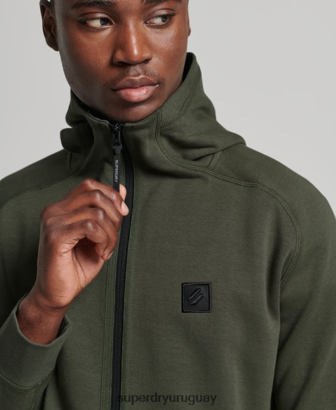 uy Superdry hombres sudadera con cremallera code tech caqui DT2N8Z5140 ropa