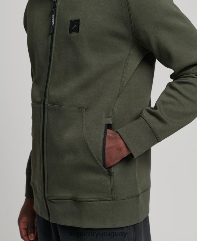 uy Superdry hombres sudadera con cremallera code tech caqui DT2N8Z5140 ropa