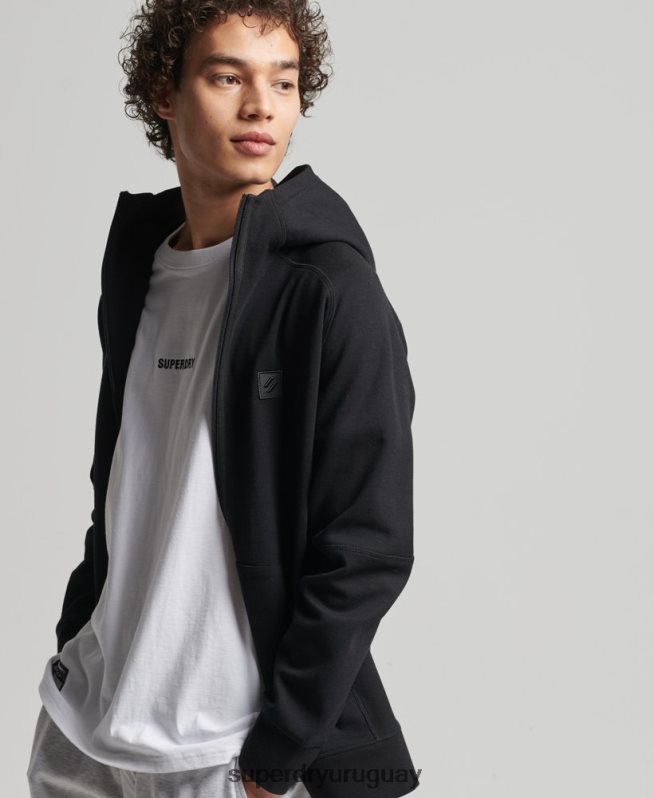 uy Superdry hombres sudadera con cremallera code tech negro DT2N8Z636 ropa
