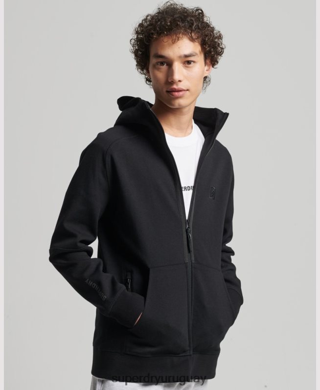 uy Superdry hombres sudadera con cremallera code tech negro DT2N8Z636 ropa