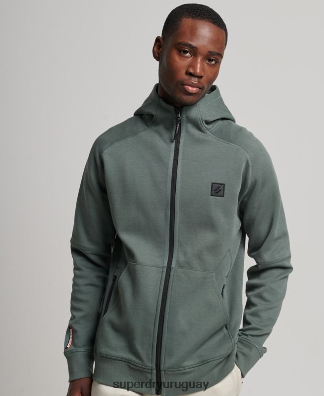 uy Superdry hombres sudadera con cremallera code tech verde DT2N8Z458 ropa