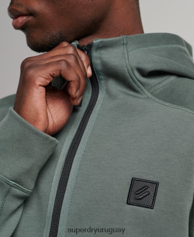 uy Superdry hombres sudadera con cremallera code tech verde DT2N8Z458 ropa