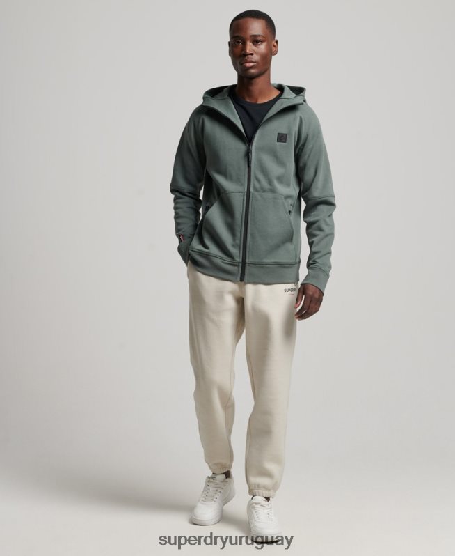 uy Superdry hombres sudadera con cremallera code tech verde DT2N8Z458 ropa