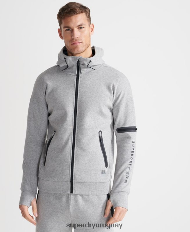 uy Superdry hombres sudadera con cremallera gymtech de entrenamiento gris DT2N8Z5176 ropa