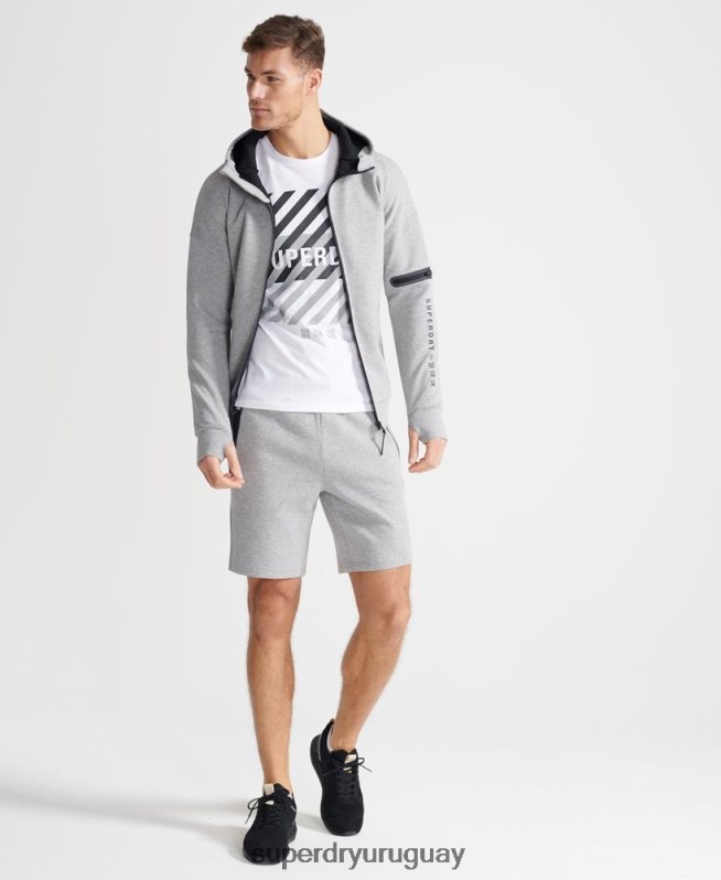 uy Superdry hombres sudadera con cremallera gymtech de entrenamiento gris DT2N8Z5176 ropa