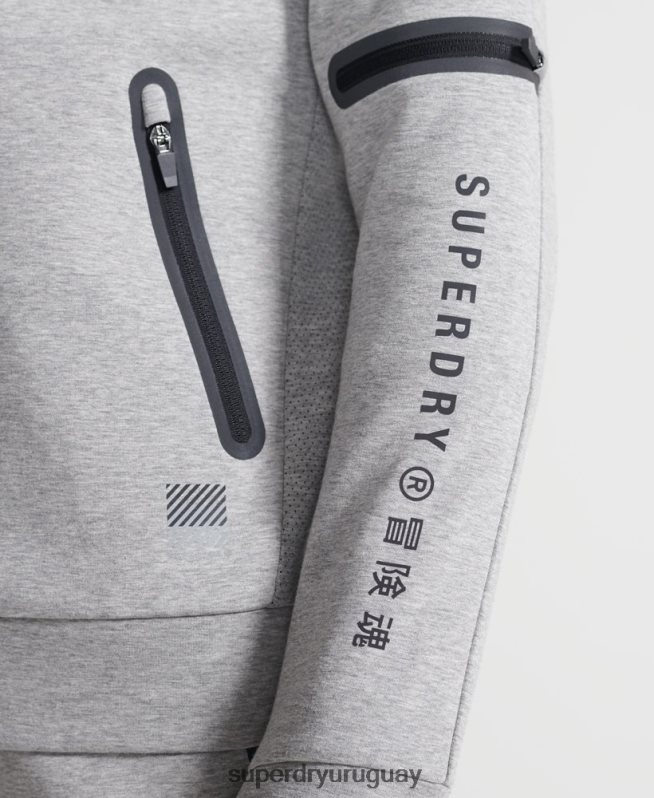 uy Superdry hombres sudadera con cremallera gymtech de entrenamiento gris DT2N8Z5176 ropa
