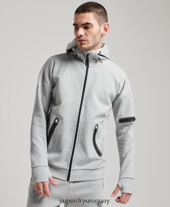 uy Superdry hombres sudadera con cremallera gymtech gris DT2N8Z677 ropa