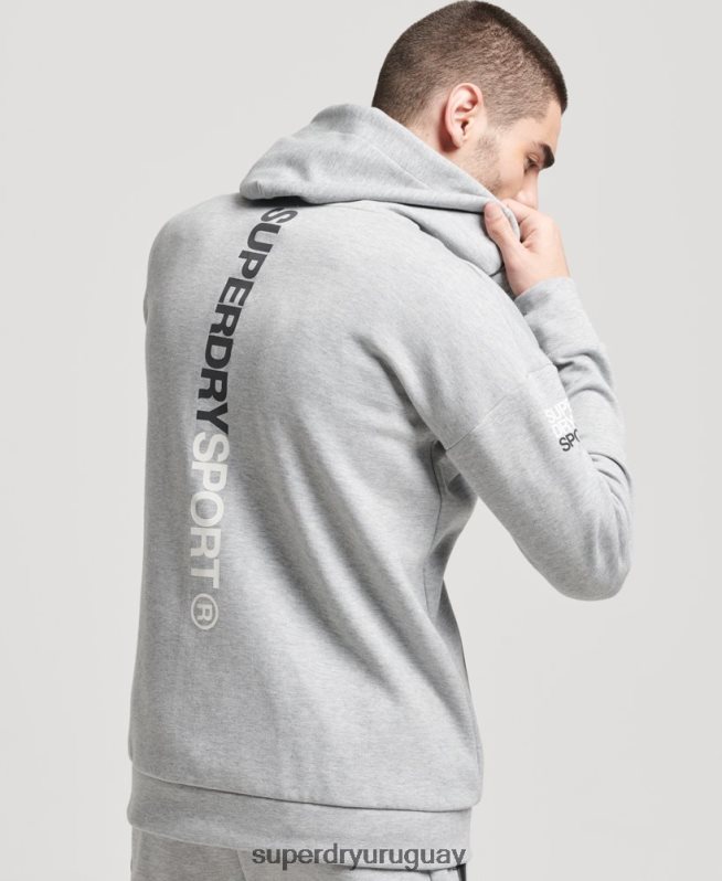 uy Superdry hombres sudadera con cremallera gymtech gris DT2N8Z677 ropa