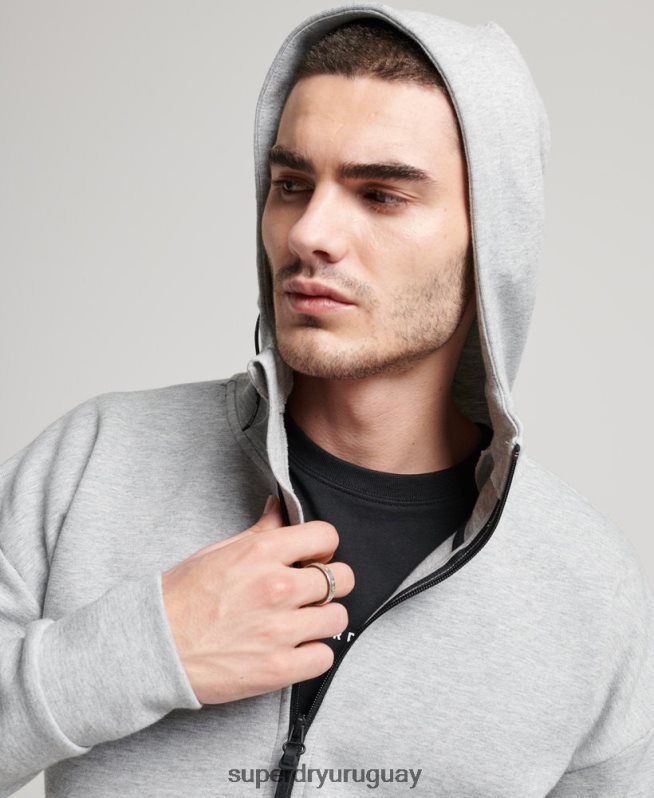 uy Superdry hombres sudadera con cremallera gymtech gris DT2N8Z677 ropa